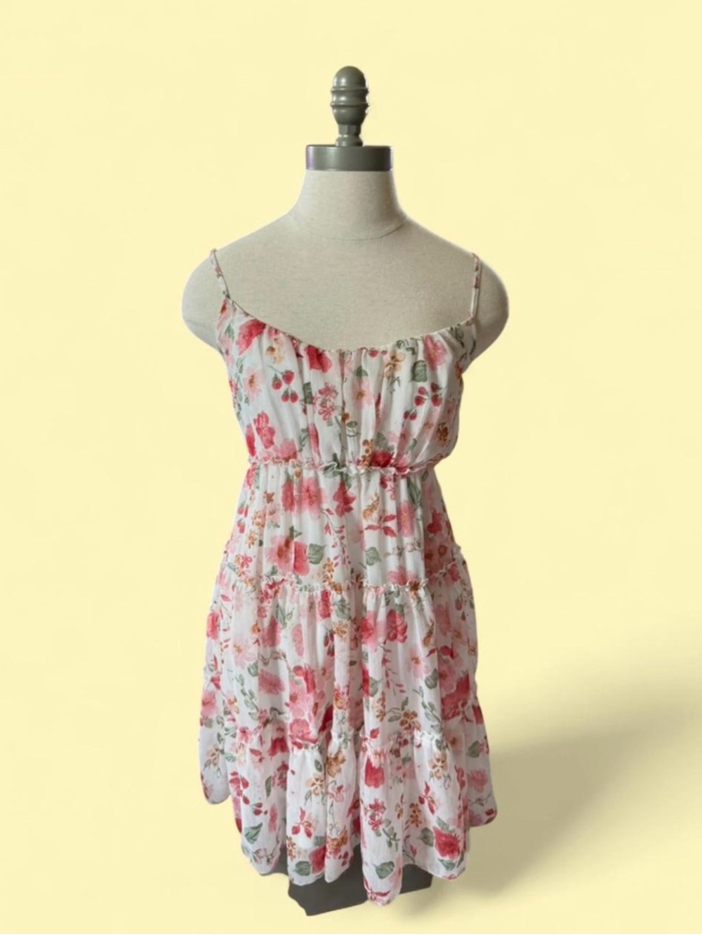 Trixxi Floral Smocked Top in Pink, Green and Coral